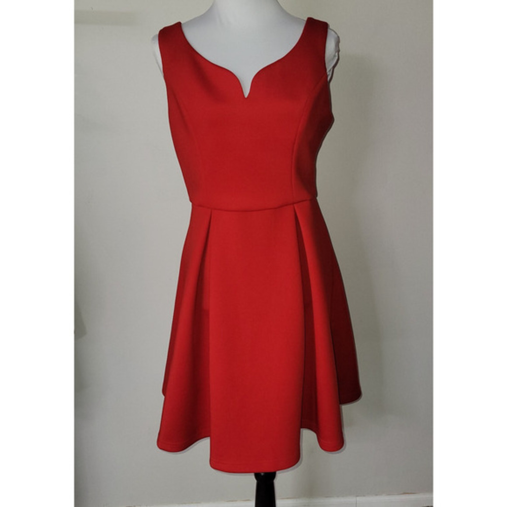 Vali Women Dress Red Sweatheart Midi Y2K‎ Thick Knit Size Medium Rockabilly